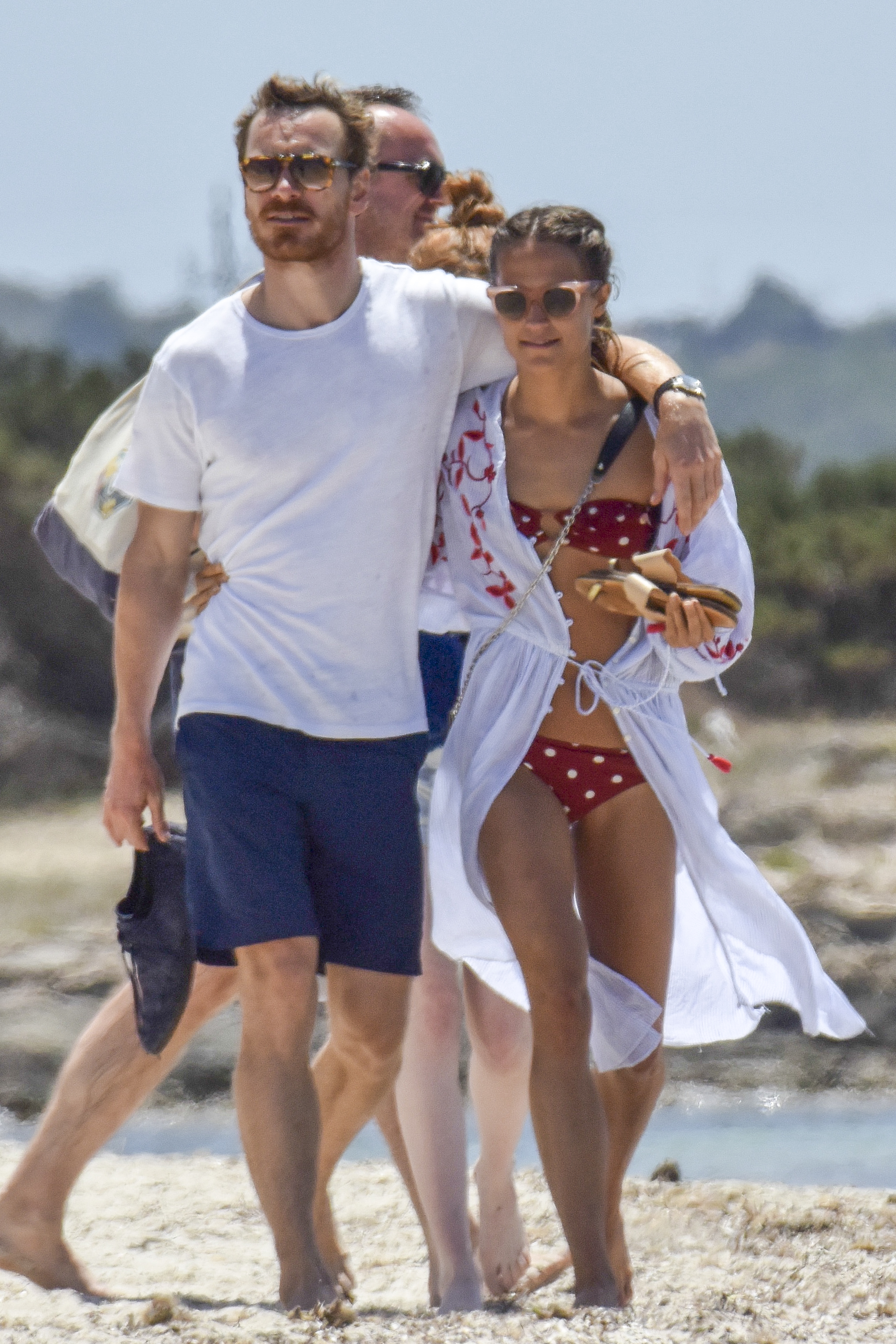 Alicia Vikander and Michael Fassbender step out for a walk with their baby  and some friends