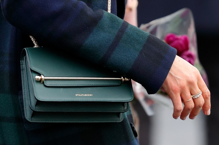 Meghan Markle wears green Strathberry handbag on visit to Edinburgh