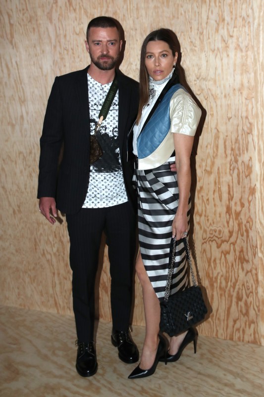 Justin Timberlake tackled at Paris Fashion Week with wife Jessica Biel