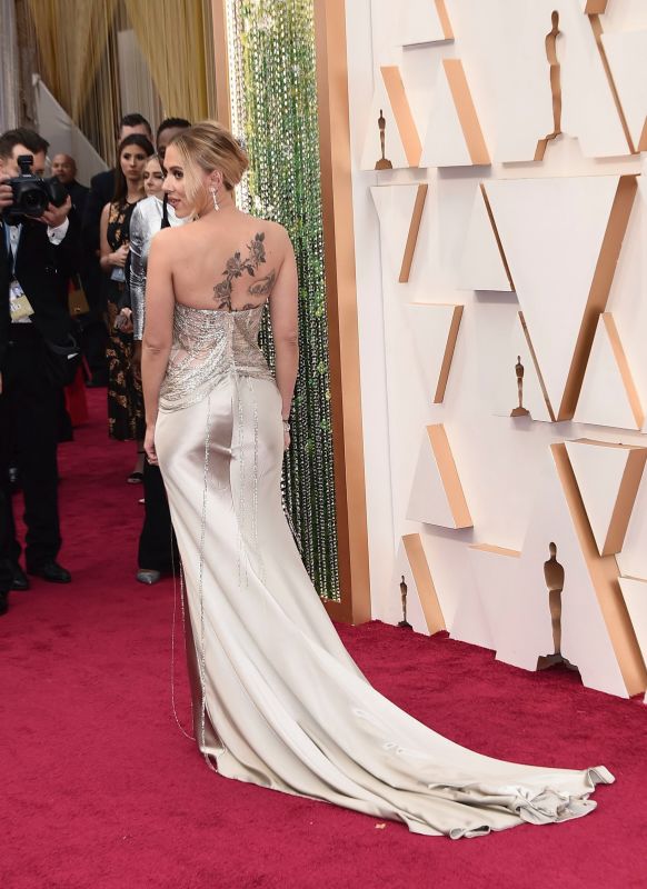 Scarlett Johansson Shines in Fringe Bustier Gown at 2020 Oscars