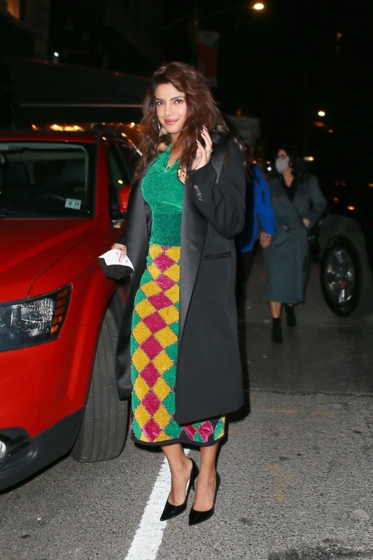 Priyanka chopra wears a neon fanny pack in New York
